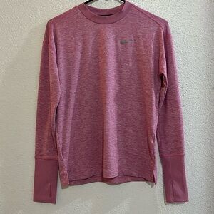 Nike Shirt Women's Small Pink Running Top Long Sleeve Thumb Slit Reflective Jog